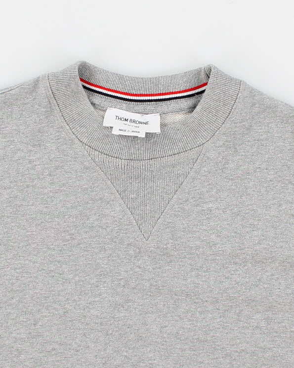 Mens Grey Thom Browne Classic Stripes Sweatshirt - L