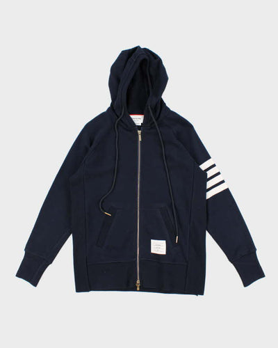 Mens Thom Browne Navy Zip Up Hoodie - S