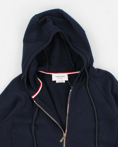 Mens Thom Browne Navy Zip Up Hoodie - S