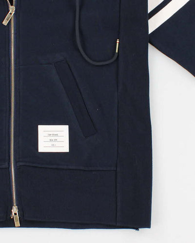 Mens Thom Browne Navy Zip Up Hoodie - S