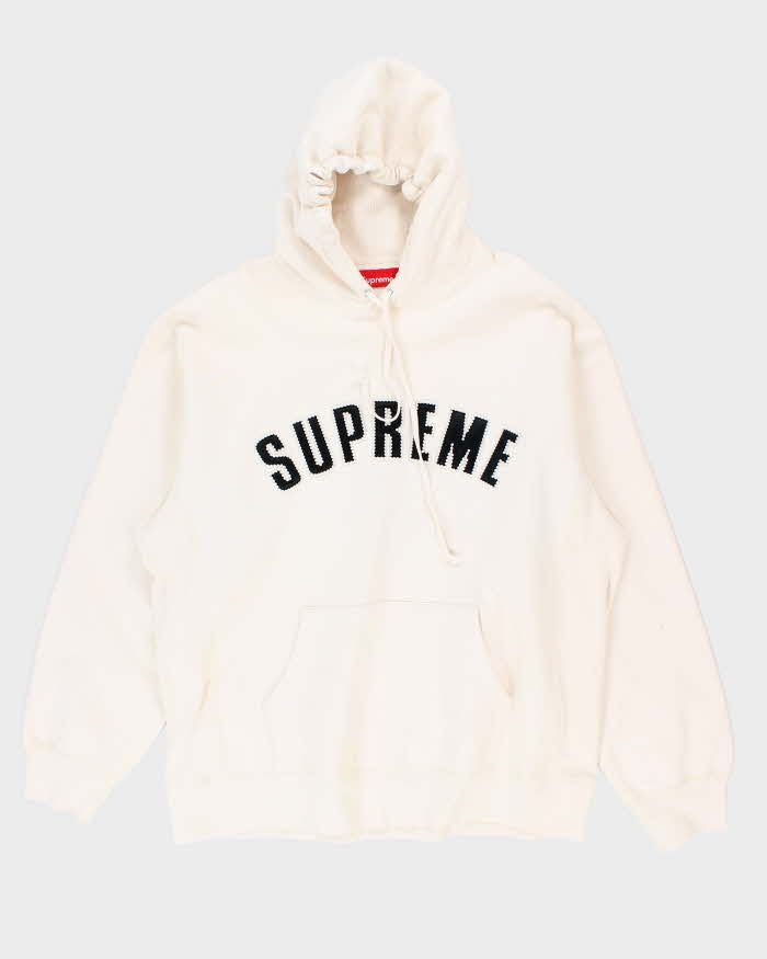 Mens Supreme Cream Pullover Beaded Hoodie - XXL