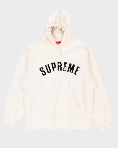 Mens Supreme Cream Pullover Beaded Hoodie XXL