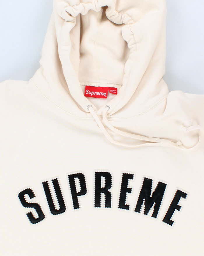 Mens Supreme Cream Pullover Beaded Hoodie - XXL