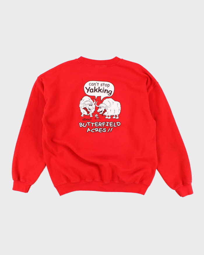 Mens Red Cartoon Print Pullover Sweatshirt - L
