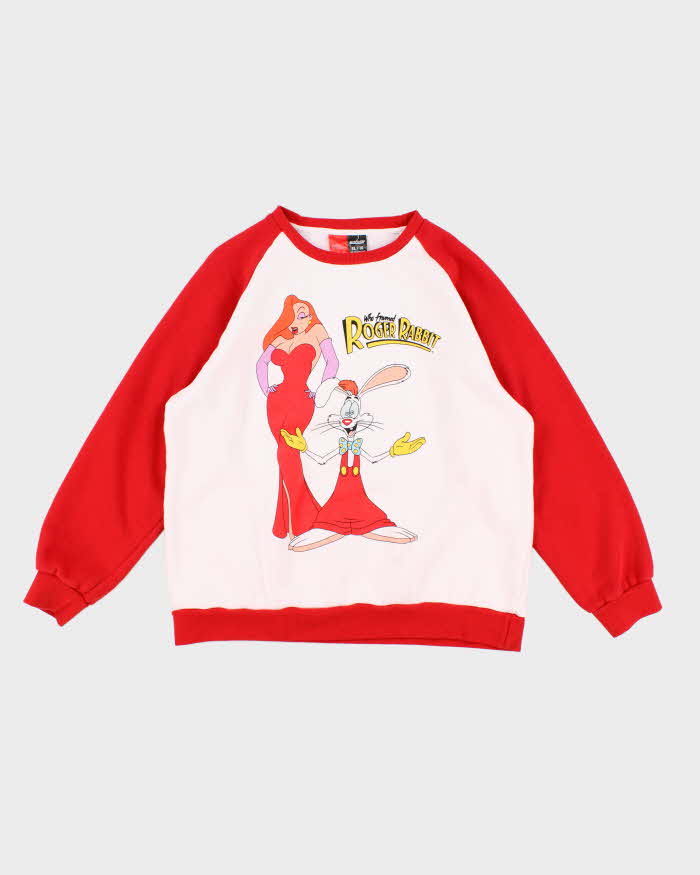 Mens Roger Rabbit Print Red and White Sweatshirt - XL