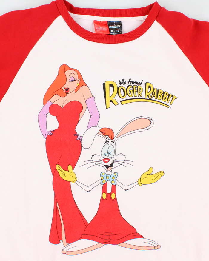 Mens Roger Rabbit Print Red and White Sweatshirt - XL