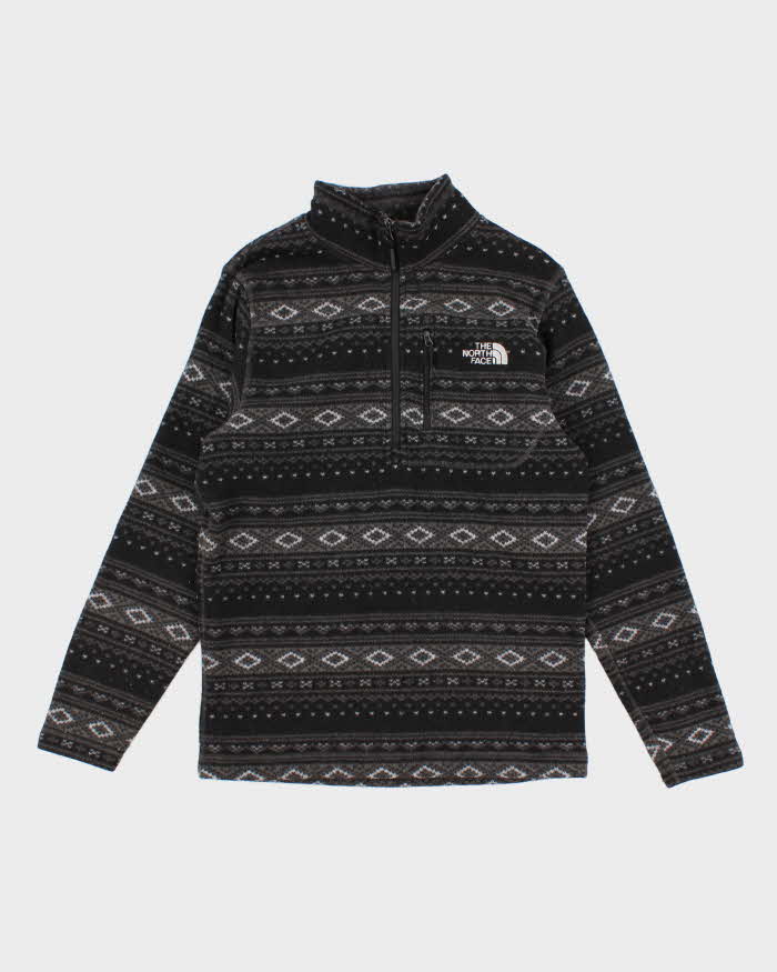 Mens Grey The North Face Half Zip Patterned Fleece - S