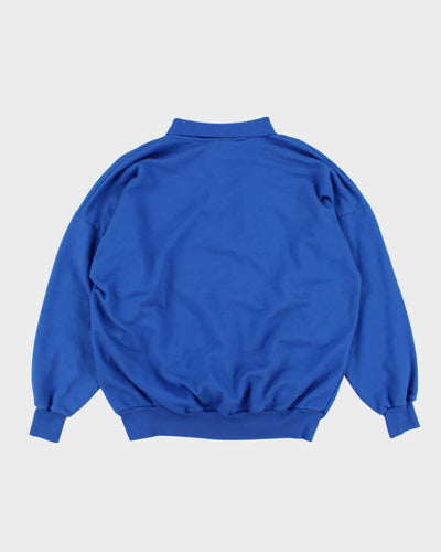 Mens 1980s Blue Collared Sweatshirt - L