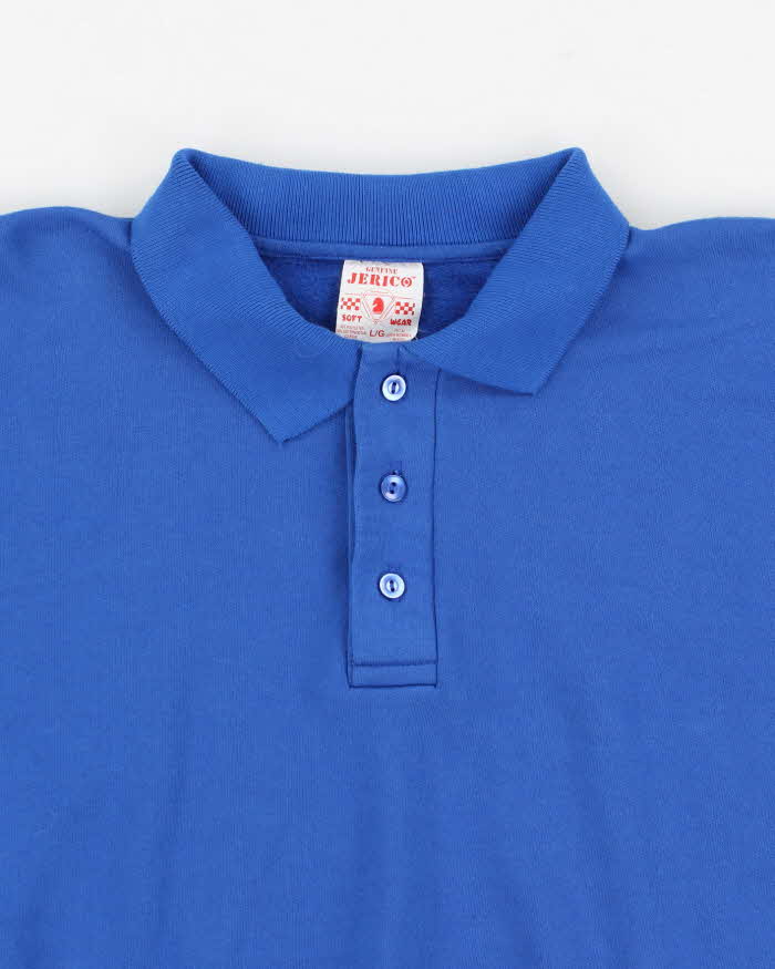 Mens 1980s Blue Collared Sweatshirt - L