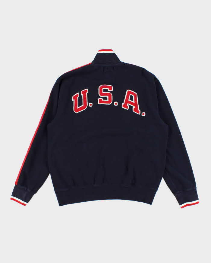 Vintage 90s Mens Navy Polo Team USA Quarter Zip Sweatshirt L – Rokit