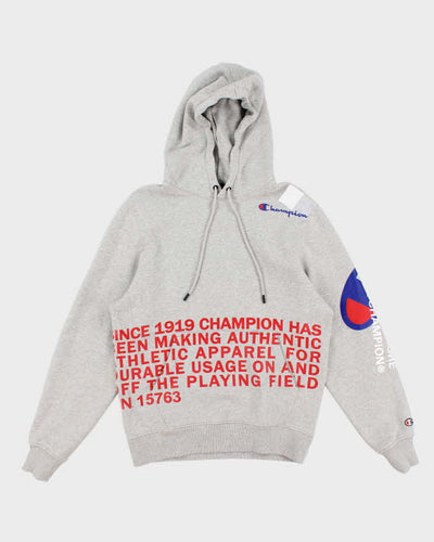 Mens Grey Champion Graphic Hoodie - M