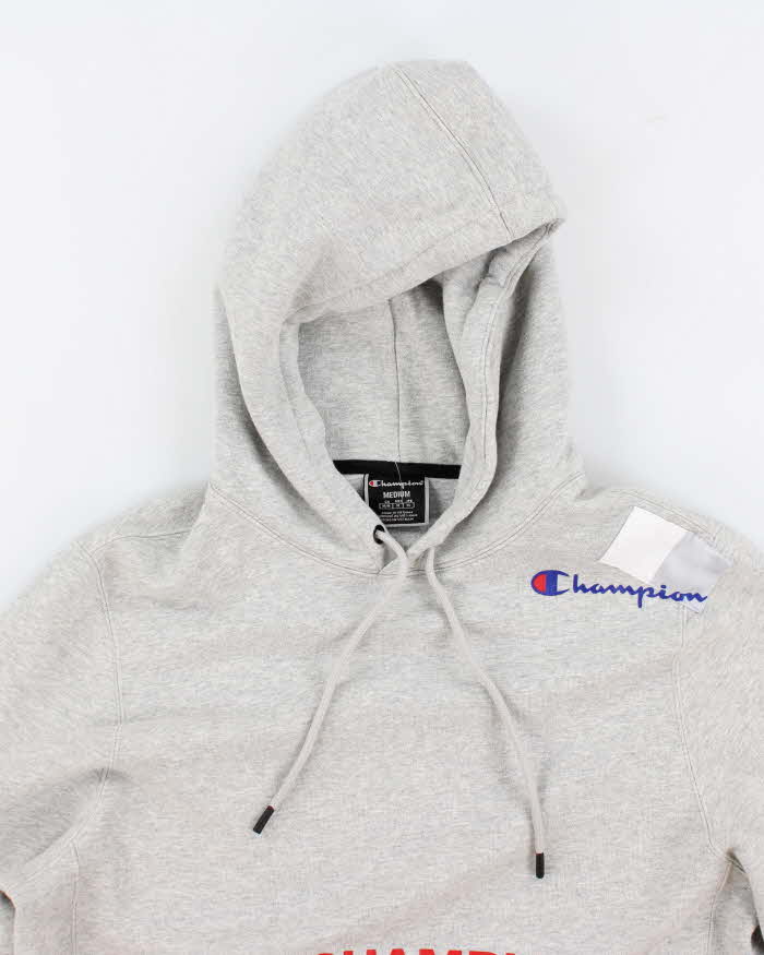 Mens Grey Champion Graphic Hoodie M Rokit