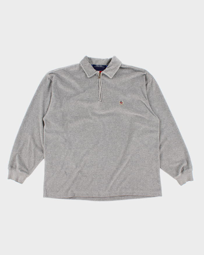 Vintage 90s Tommy Hilfiger Velvet Quarter Zip Sweatshirt - L