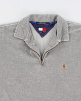 Vintage 90s Tommy Hilfiger Velvet Quarter Zip Sweatshirt - L