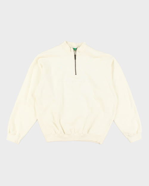00s Bossini Quarter Zip Cream Sweatshirt - M