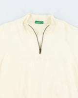 00s Bossini Quarter Zip Cream Sweatshirt - M