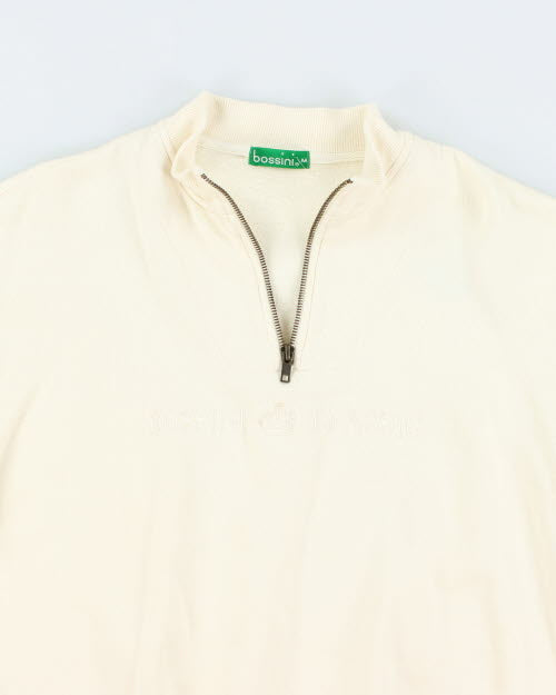 00s Bossini Quarter Zip Cream Sweatshirt - M