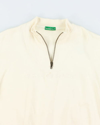 00s Bossini Quarter Zip Cream Sweatshirt - M