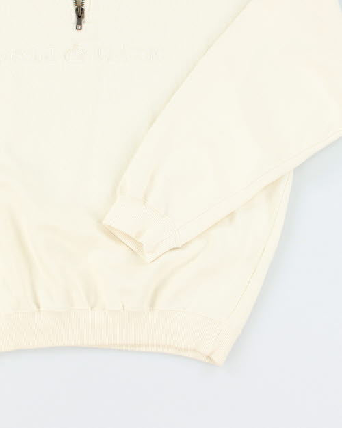 00s Bossini Quarter Zip Cream Sweatshirt - M