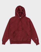 00s Champion Red Reverse Weave Hoodie - M