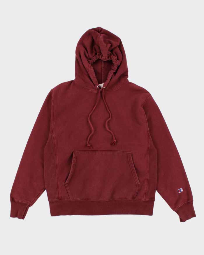 00s Champion Red Reverse Weave Hoodie - M