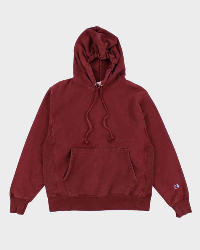 00s Champion Red Reverse Weave Hoodie - M