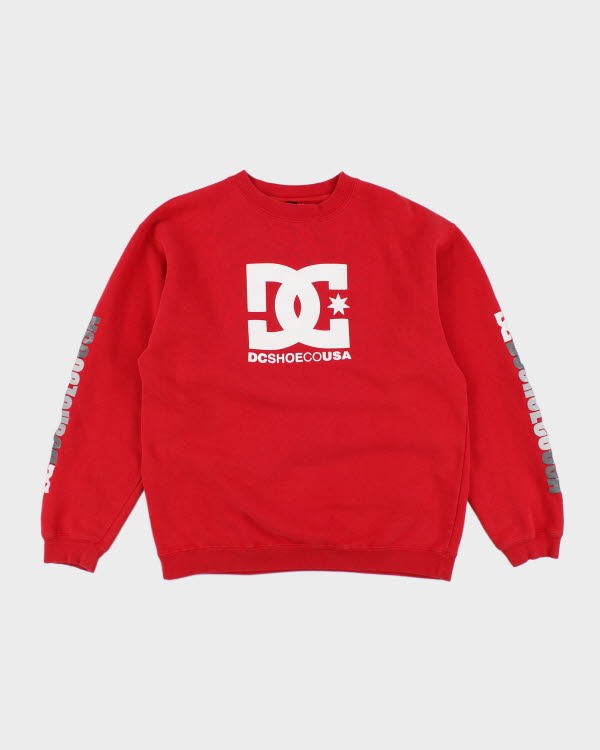 Y2k 00s DC Shoe Co Red Sweatshirt - L