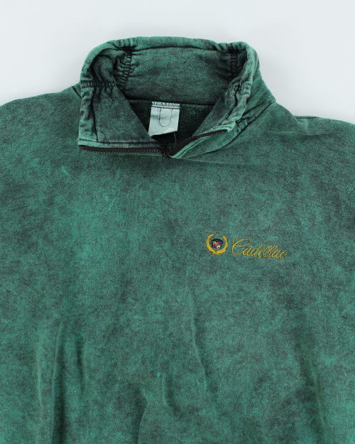 Vintage 90's Cadillac Acid Wash Quarter Zip Sweatshirt - L