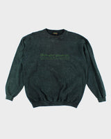 Vintage 90's Green Acid Wash Embroidered Sweatshirt - L