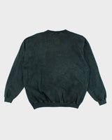 Vintage 90's Green Acid Wash Embroidered Sweatshirt - L