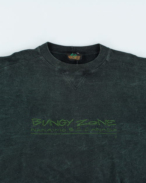 Vintage 90's Green Acid Wash Embroidered Sweatshirt - L