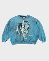 Vintage 90's Oversized Pastel Wolf Sweatshirt - XL
