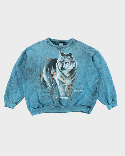 Vintage 90's Oversized Pastel Wolf Sweatshirt - XL