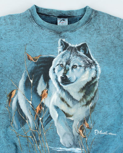 Vintage 90's Oversized Pastel Wolf Sweatshirt - XL