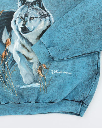 Vintage 90's Oversized Pastel Wolf Sweatshirt - XL