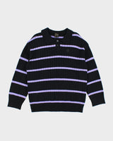 Vintage 2000's THC Striped Thick Polo Sweatshirt - S