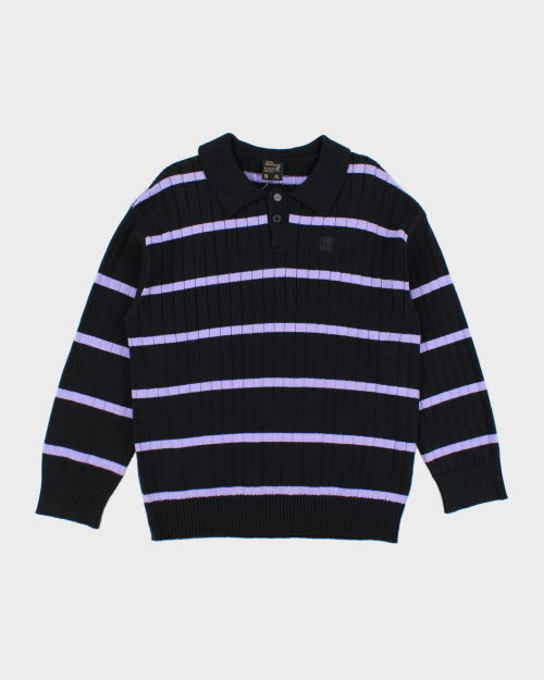Vintage 2000's THC Striped Thick Polo Sweatshirt - S
