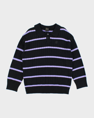 Vintage 2000's THC Striped Thick Polo Sweatshirt - S