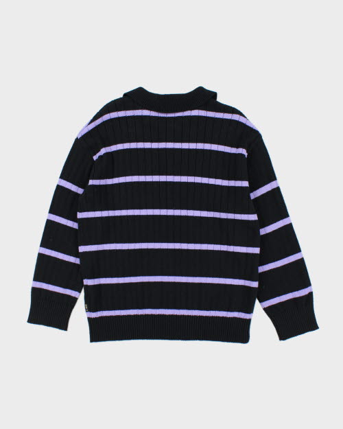 Vintage 2000's THC Striped Thick Polo Sweatshirt - S