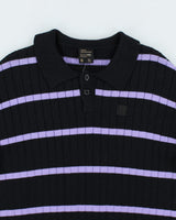 Vintage 2000's THC Striped Thick Polo Sweatshirt - S