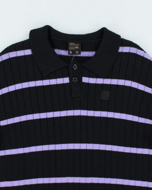 Vintage 2000's THC Striped Thick Polo Sweatshirt - S