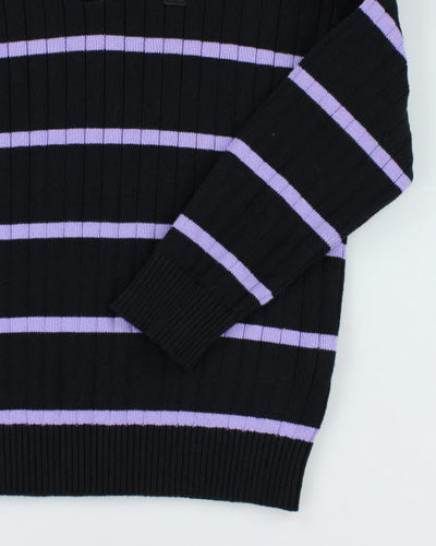 Vintage 2000's THC Striped Thick Polo Sweatshirt - S