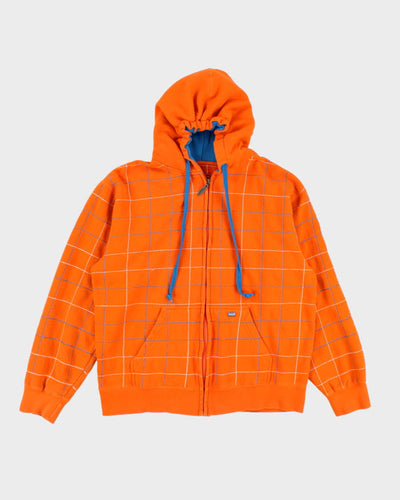 Vintage Rip Zone Checked Zip Up Hoodie - L