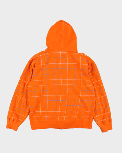 Vintage Rip Zone Checked Zip Up Hoodie - L