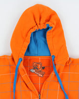Vintage Rip Zone Checked Zip Up Hoodie - L