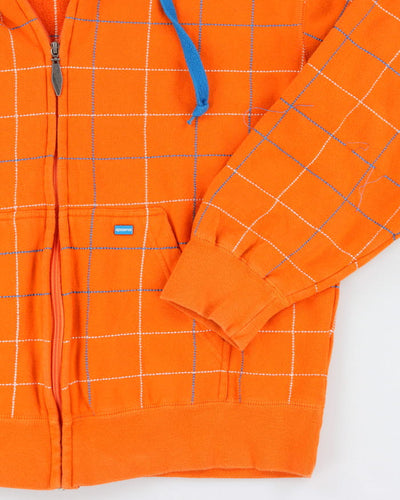 Vintage Rip Zone Checked Zip Up Hoodie - L