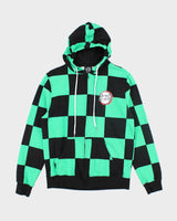 Vintage Y2K Demon Slayer Anime Checked Zip Up Hoodie - M