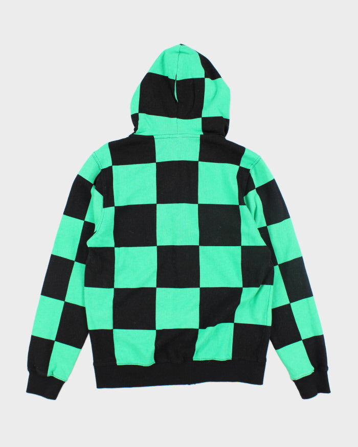 Vintage Y2K Demon Slayer Anime Checked Zip Up Hoodie - M