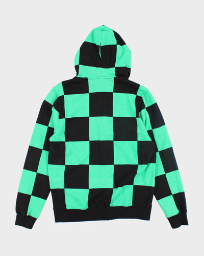 Vintage Y2K Demon Slayer Anime Checked Zip Up Hoodie - M