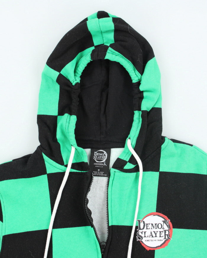 Vintage Y2K Demon Slayer Anime Checked Zip Up Hoodie - M